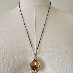 Dried Floral Gold Pendant Necklace